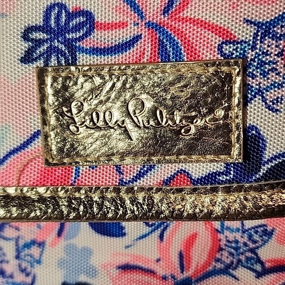 Lilly Pulitzer Pink and Blue Floral Bag with Gold Straps- NWOT - Picture 2 of 11